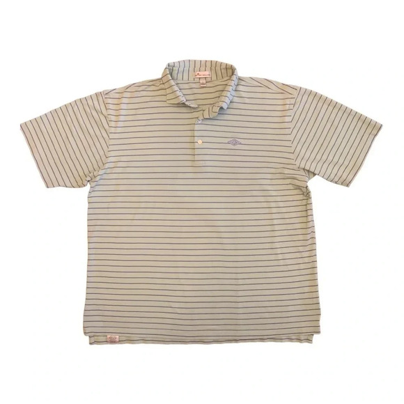 Peter Millar Crown Button Down Short Sleeve Shirt Striped Green Polo Size L - Picture 1 of 6
